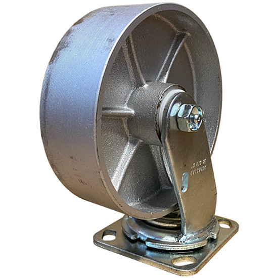 Steel Caster Assembly W/ 6 Inch Wheel Swivel For Premier Trailer Jack 600, 700, 800 Series