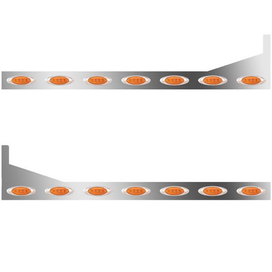 70/78 Inch Stainless Steel Sleeper Panels W/ Extensions, 14 P1 Amber/Amber LEDs For Peterbilt