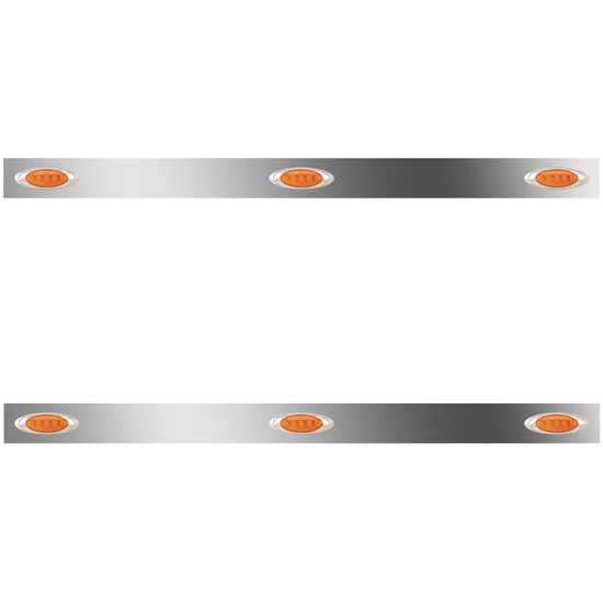 36/44 Inch Stainless Steel Sleeper Panels W/ 6 P1 Amber/Amber LEDs For Peterbilt