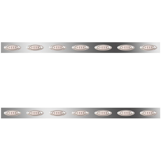 63/72 Inch Stainless Steel Sleeper Panels W/ 14 P1 Amber/Clear LEDs For Peterbilt