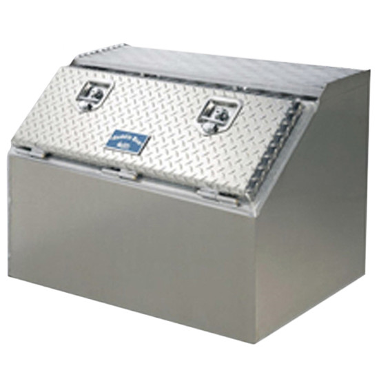 Merritt Diamond Plate Aluminum Saddle Box Without Step- 22 x 21 x 30 Inch