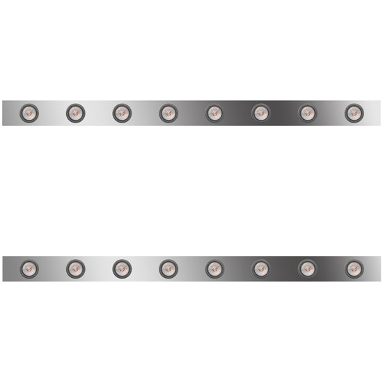 70/78 Inch Stainless Steel Sleeper Panels W/ 16 - 2 Inch Amber/Clear LEDs For Peterbilt