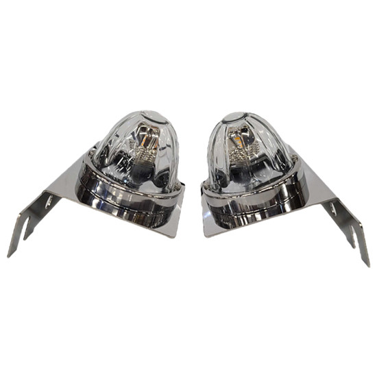 SS Rear Air Cleaner Watermelon Light Brackets For Kenworth W900L W/ 15 Inch Breather