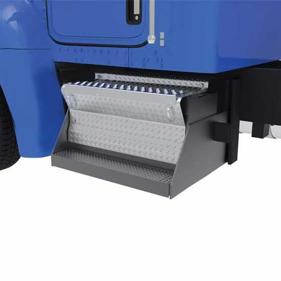 34 Inch Aluminum Battery Box Cover W/ Upper Step & Key Lock For Kenworth T800, W900B