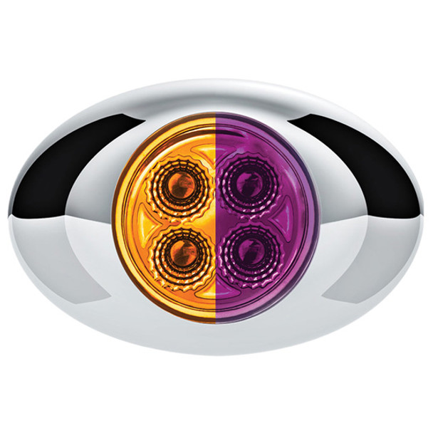 4 LED Double Fury Mini Oval Light - Amber to Purple / Clear Lens