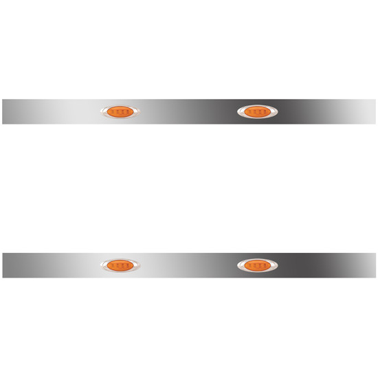 6.5 Inch Stainless Steel Sleeper Panels W/ 4 P1 Amber LED / Amber Lens For Peterbilt 367, 384, 386, 388, 389