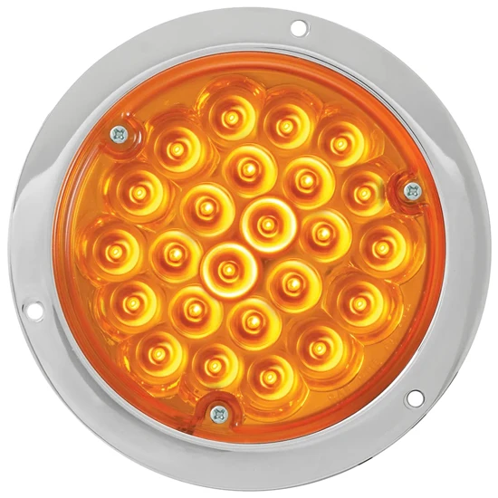 24 Diode Round Pearl Stop, Turn, Tail Light W/ Chrome Housing