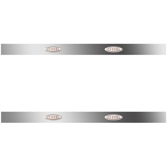 6.5 Inch Stainless Steel Sleeper Panels W/ 4 P1 Amber LED / Clear Lens For Peterbilt 367, 384, 386, 388, 389
