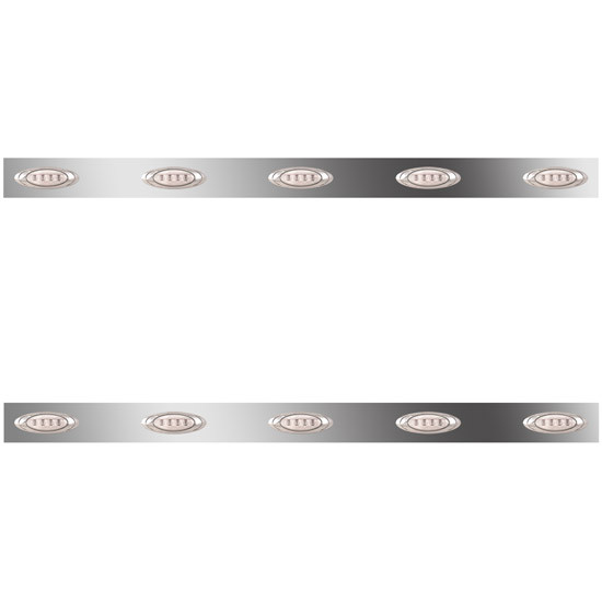 6.5 Inch Stainless Steel Sleeper Panels W/ 10 P1  Amber LED / Clear Lens For Peterbilt 367, 384, 386, 388, 389