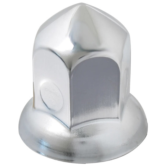 33MM X 2 3/8 Inch Chrome Steel Cone Style Nut Push On Nut Cover W/ Flange