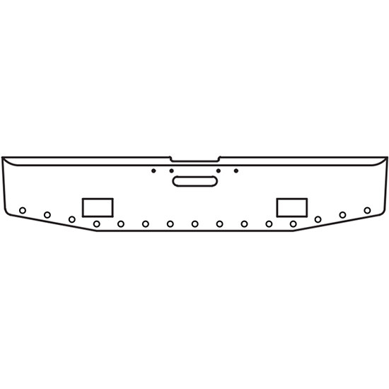 Chrome 16 Inch Tapered Boxed End Bumper W/ Tow, Fog, Mounting Holes, And 15 2 Inch Round Light Holes  For Freightliner FL-20, FL-132