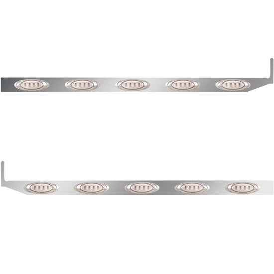 2.5 X 58 Inch Sleeper Panel W/ Extension, 5 Amber/Clear LED Lights For Peterbilt 579 & 567 - Pair