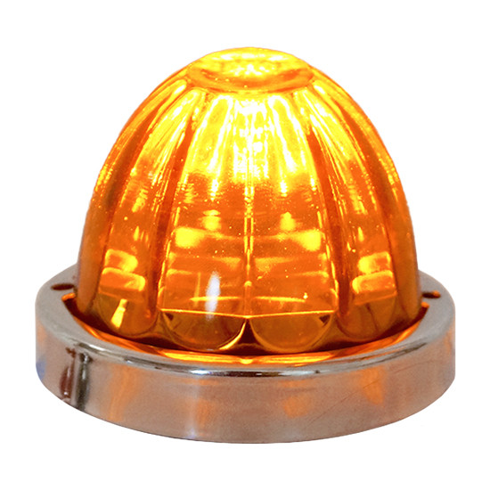 Legendary 3-1/2 Glass Watermelon Amber 3 Wire Dual Function Stainless Steel Bezel LED Lights