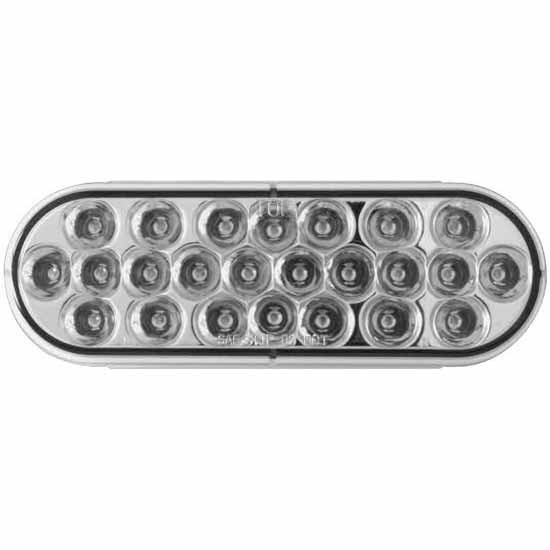 6 1/2 Inch Oval 24 LED Pearl Stop/Turn/Tail Light - Red LED / Clear Lens