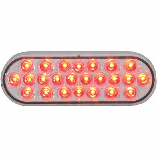 6 1/2 Inch Oval 24 LED Pearl Stop/Turn/Tail Light - Red LED / Clear Lens