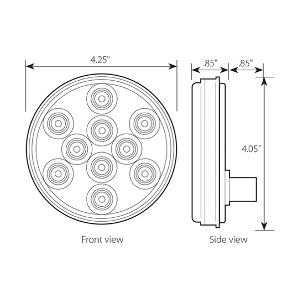 4.25 Inch Mega 10 Plus LED Back Up Light - White LED / Clear Lens