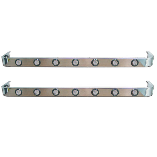 3.5 X 63 Inch Stainless Steel Sleeper Panel W/ 14 - 2 Inch Clear Lens Amber Lights