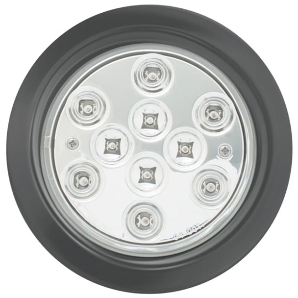 4.25 Inch Mega Stop Turn Tail Light W/ Rubber Grommet - 10 Red LED/ Clear Lens