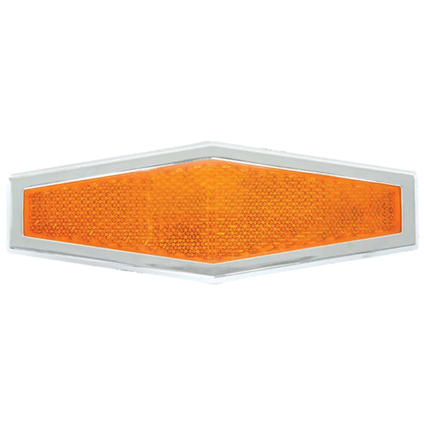 5.5 Inch Amber Diamond Stick On Reflector With Chrome Trim