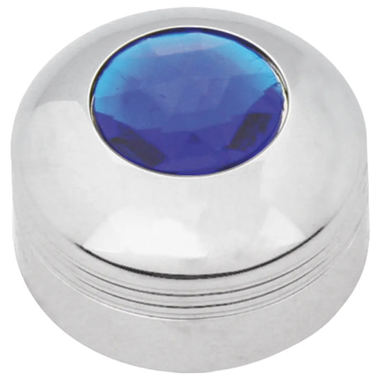 Chrome AC Control Knob W/ Blue Jewel For Kenworth