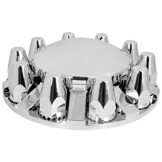 Chrome ABS Deluxe Rear Axle Cover Set With Flat Hubcap And 33mm Locking Nut Covers