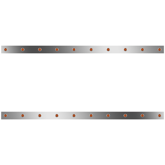 Stainless Steel Sleeper Panels W/ Ten 3/4 Inch Bulkhead Lights - Amber LED/ Amber Lens For Peterbilt With 70 Inch Sleepers