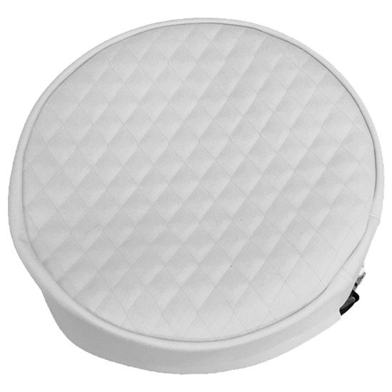 Robert James 25 Inch White Quilted Vinyl Fuel Tank End Covers W/ 6 Inch Skirt For Freightliner