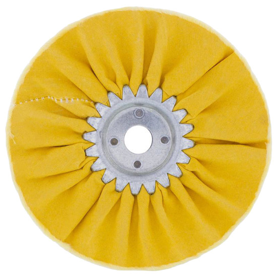 6 Inch Yellow Hard D-50 Treated Airway Buff - 5/8 & 1/2 Inch Arbor