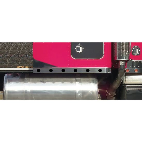 Stainless Steel Sleeper Extension W/ Six 2 Inch Round Light Holes For Peterbilt 359, 378, 379, 388, 389, 389 Glider W/ 63 Inch Sleeper