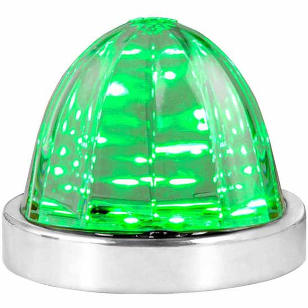 3 7/16 Inch 18 Diode Watermelon Surface Mount Light With SS Bezel - Green LED / Clear Lens 3 7/16 Inch 18 Diode Watermelon Surface Mount Light With SS Bezel - Green LED / Clear Lens