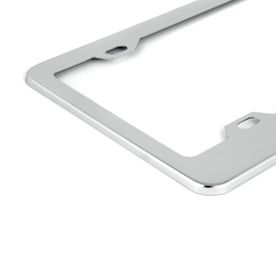 Chrome Wide Style License Plate Frame W/ Beveled Edge & 4 Mounting Holes