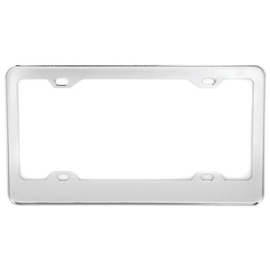 Chrome Wide Style License Plate Frame W/ Beveled Edge & 4 Mounting Holes