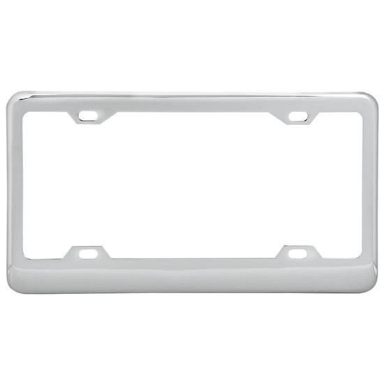 Chrome Wide Style License Plate Frame W/ Beveled Edge & 4 Mounting Holes