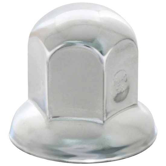 1 1/4 X 2 Inch Chrome Steel Push-On Standard Lug Nut Cover W/ Flange