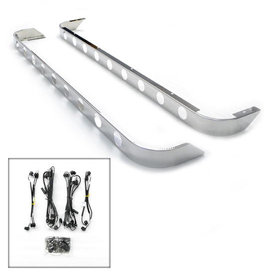 3 X 63 Inch Stainless Steel Sleeper Panels W/ 18 - 2 Inch Light Hole Cutouts For Peterbilt