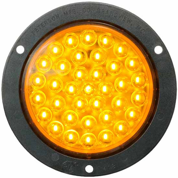 36 Diode 4 Inch Pirahna Turn Signal W/ Flange - Amber LED / Amber Lens