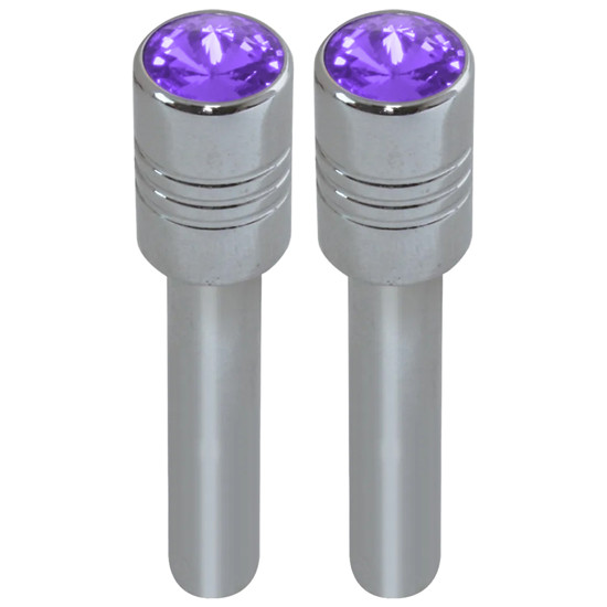 1.5 Inch Tall Chrome Aluminum Door Lock Knobs With Purple Jewel