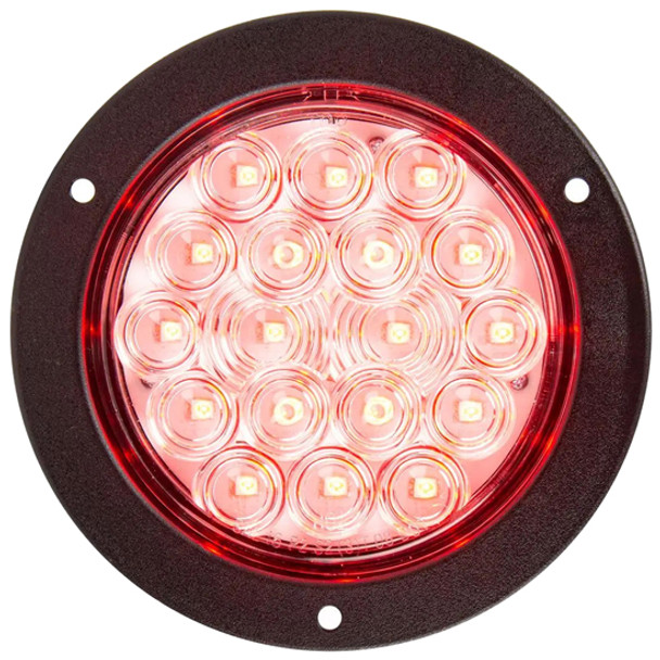 4 Inch Fleet Stop Turn Tail Light Flange Mount 3 Pin - Red LED / Clear Lens
