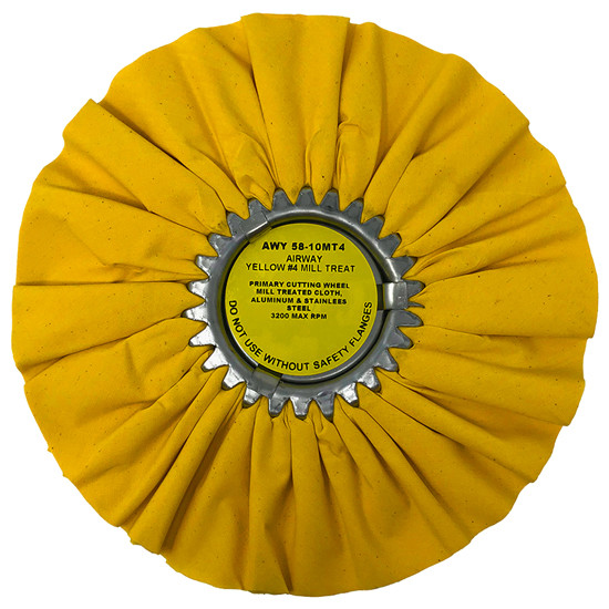Zephyr 10 Inch Cotton Yellow Standard Airway Buffing Wheel W/ 5/8 Inch Arbor