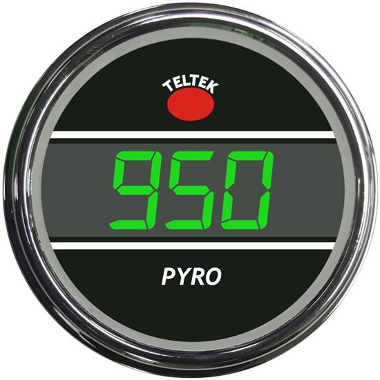 Teltek 2 1/16 Inch Green LED Smart Pyrometer Gauge For Kenworth, Peterbilt