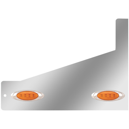 3 Inch Stainless Steel Sleeper Extension Panel W/ 2 P1 Amber/Amber LED Lights For Peterbilt 365, 367, 377, 378, 379, 384, 385, 386, 388, 389 - Pair