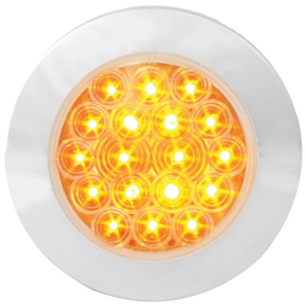 4 Inch Fleet Flange Mount Park Turn Clearance Light W/ Chrome Twist-On Bezel - Amber LED / Clear Lens 4 Inch Fleet Flange Mount Park Turn Clearance Light W/ Chrome Twist-On Bezel - Amber LED / Clear Lens