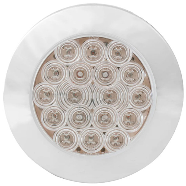 4 Inch Fleet Flange Mount Park Turn Clearance Light W/ Chrome Twist-On Bezel - Amber LED / Clear Lens 4 Inch Fleet Flange Mount Park Turn Clearance Light W/ Chrome Twist-On Bezel - Amber LED / Clear Lens