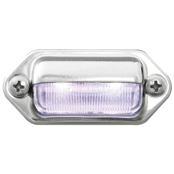 2 9/16 Inch License Plate Light With Chrome Housing - White LED / Clear Lens 2 9/16 Inch License Plate Light With Chrome Housing - White LED / Clear Lens