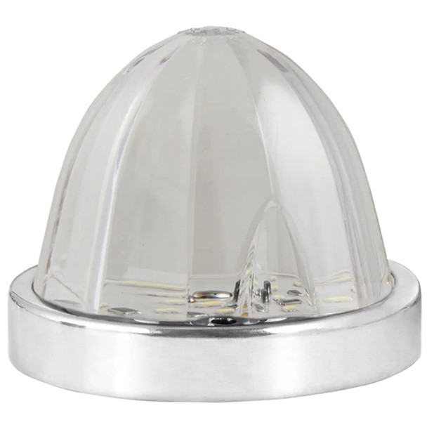 3 7/16 Inch 18 Diode Watermelon Surface Mount Stop Turn Tail Light W/ SS Bezel - White LED / Clear Lens