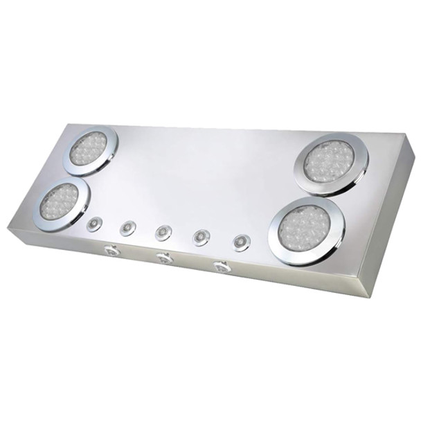 Stainless Steel Rear Center Light Panel W/ 4 & 1 Inch LEDs W/ Under Glow Effect Stainless Steel Rear Center Light Panel W/ 4 & 1 Inch LEDs W/ Under Glow Effect