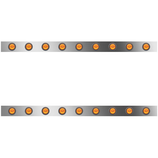 4 Inch SS Sleeper Panels W/ 18 Amber/Amber LEDs For Peterbilt W/ 63 Inch Unibilt Sleeper