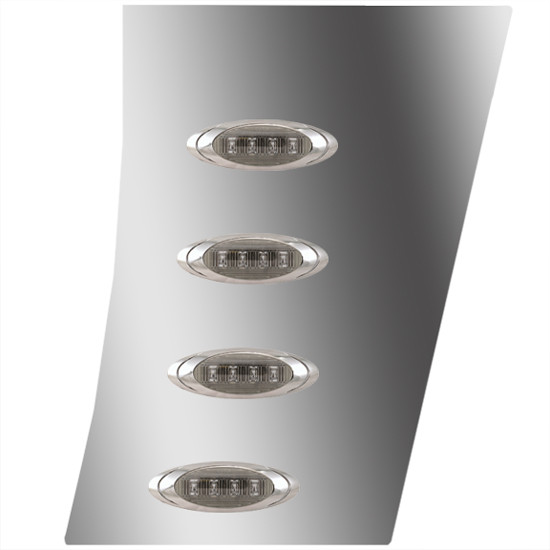 3 Inch Wide 304 Stainless Steel Cowl Panels W/ 4 Smoked P1 Lights For Peterbilt 389 Glider