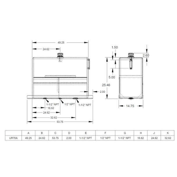 70 Gallon Aluminum Upright Hydraulic Reservoir