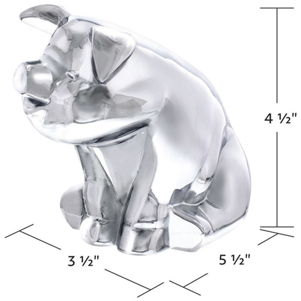 Sitting Pig Hood Ornament Chrome Die-Cast
